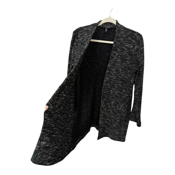 EILEEN FISHER | Tweedy Cotton Knit Open Front Cardigan Sweater, Size M - Picture 5 of 8